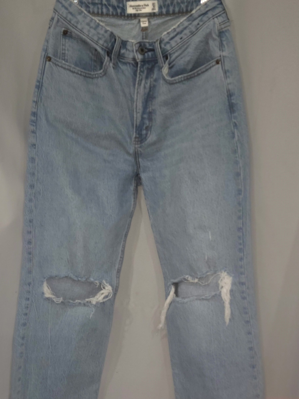 Abercrombie & Fitch Curve Love 90s Relaxed High Rise Jeans Distressed Size 27 /